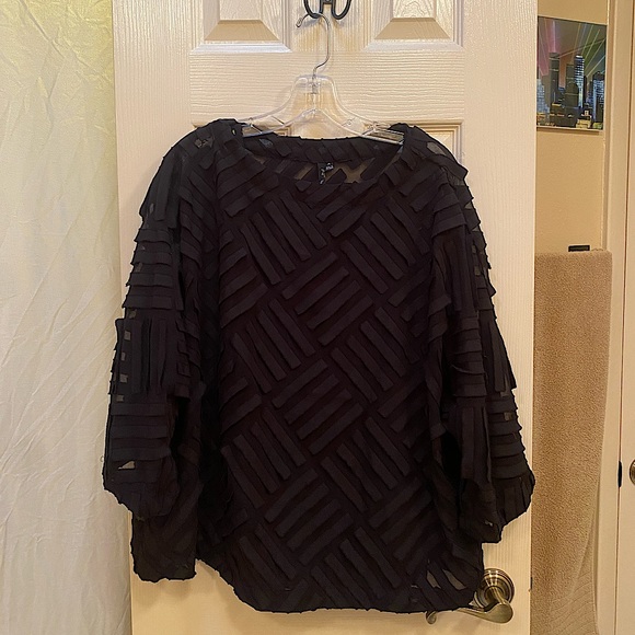Sheer Geometric Black Blouse | by JJ - Picture 1 of 6